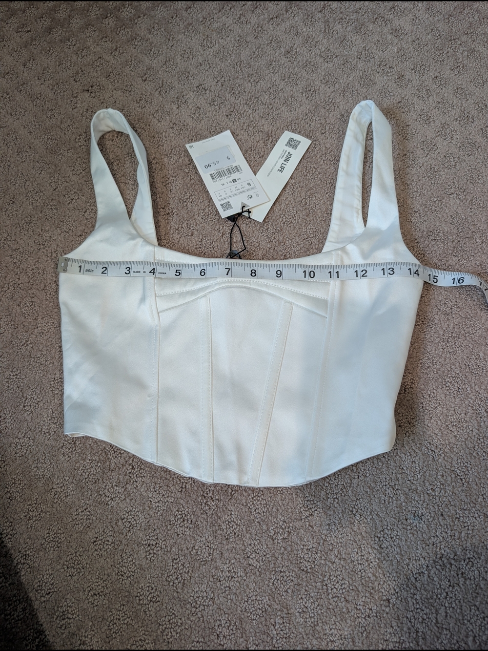NWT Zara White Structured Square-Neck Corset Crop Top - Picture 5 of 5